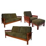 Mission 4-Piece Set with Sofa/ Loveseat/ Chair/ Ottoman - Olive Microfiber
