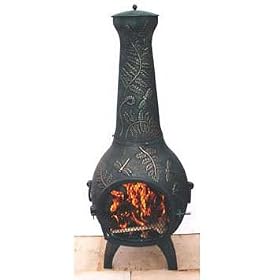 XG Power Fern Pattern 54-inch Cast Iron Outdoor Chiminea with Antique Bronze finish