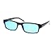 Black Rectangle Frame Blue Lens Sunglasses Spring Hinge