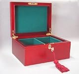 House of Staunton Red Burl Chess Box