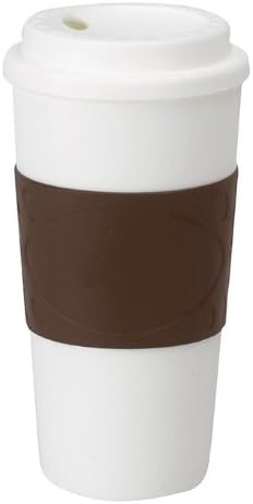 Reusable To Go Hot Beverage Tumbler - Double Wall with Rubber Grip Sleeve - 16oz. Capacity - Brown
