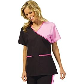 Tafford Scrubs Color Block Sport Crossover V-neck Scrub Top