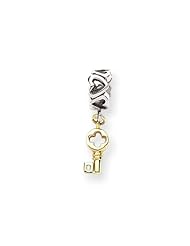 Two-Tone, Heart and Key Charm for 3mm Charm Bracelets
