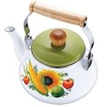 KAISERHOFF 2 Liter Kessel - auch für Induktion - Wasserkessel - weiss/grün - Teekessel