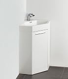 18 White Modern Corner Bathroom Vanity with Optional Medicine Cabinet FVN5084WH: 18W x 18D x 34H