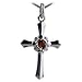 British Jewellery Workshops Silver 25x18 Garnet set Cross with Curb chain