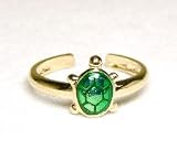14k Adorable Enamel Green Turtle Toe Ring