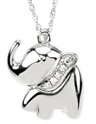 Ellie the Elephant Waggles 0.925 Sterling Silver Pendant & 16in Chain Diamond Necklace