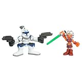 Star Wars Galactic Heroes 2 Inch Tall Action Figures : Ahsoka Tano with Green Lightsaber and Captain Rex with 2 Blasters