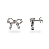 Sterling Silver Cubic Zirconia Bow Earrings