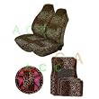 9 Piece Safari Animal Print Auto Interior Gift Set - 2 Leopard Front Bucket Seat Covers, 1 Leopard Steering Wheel Cover,2 Leopard Shoulder Harness Pressure Relief Cover, 2 Leopard Front Floor Mats, and 2 Rear Floor Mats