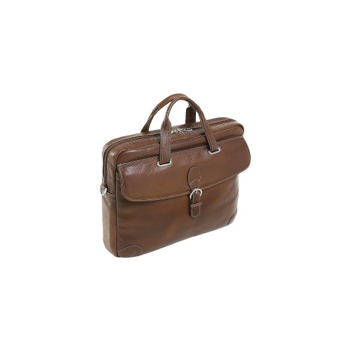 Siamod 45524 Borella Napa Cashmere Leather Small Laptop Brief (Cognac)