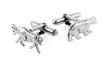 Sterling silver Bull and Bear cufflinks with presentation box. Made in the U.S.A