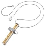 Nuovegioie Cubic Zirconia and Sterling Silver Cross Necklace Golden Amber