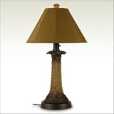  : Patio Living Concepts 957 Palm Outdoor Table Lamp in Bark with Teak SunbrellaÂ® Shade