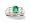 14K White Gold Genuine Oval Emerald and Diamond Men's Men's Ring - Size 7