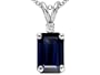 1.27 cttw Genuine Emerald Cut Sapphire and Diamond Pendant in 14k White Gold