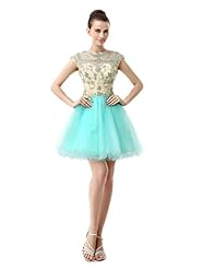 Satin/Tulle Cocktail  Beaded Jeweled Sheer Backless Party Dress  With Rhinestones