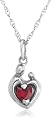 Sterling Silver Mother & Child January Birthstone Pendant by Janel Russell, 18"