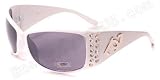D23 Rhinestone Designer Sunglasses White with Silver