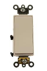 20 Amp, Decora Plus Rocker 3-Way AC Quiet Switch, 120/277 Volt, Commercial Grade, Back and Side Wired, Self Grounding, Brown/Black/Gray/Ivory/Red/Light Almond/White, 5623-2