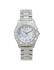 GUESS? Womens 86060L Silver-Tone Crystal Accented Watch