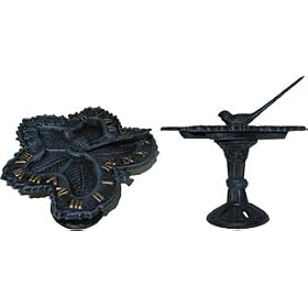 Cast Iron Garden Sundial Bird Feeder Maple Leaf