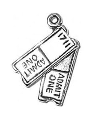Sterling Silver 3D Admit One Theater Show Tickets Charm