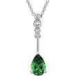 14K White Gold Tsavorite and Diamond Necklace