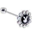 Playboy Aurora RHINESTONE Rabbit Head FOIL Barbell Tongue Ring