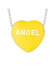 Sterling Silver 17mm Yellow enamel Sweethearts ANGEL Heart Pendant