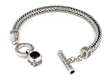 Sara Blaine Designer Handcrafted Sterling Silver and Amethyst Bracelet with Toggle Clasp