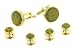 Jewelry : Yellow gold plated yellow peacock art glass cufflinks and shirt stud formal set with presentation box. Made in the U.S.A