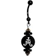 Handcrafted Black Onyx Alum Alchemy Symbol Belly Ring