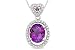 3 3/8 Carat Amethyst and Diamond 14K White Gold Pendant w/Chain