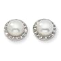 14k White Gold Diamond Facination Cultured Pearl Post Earrings - DF201