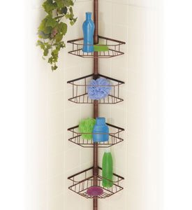 BRONZE deluxe tension POLE BATH SHOWER 4-Tiered corner basket CADDY