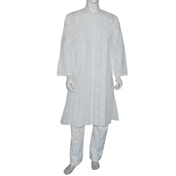 World Apparel White Cotton Embroidered Kurta Pajama Chest : 44 (chgkp119a)