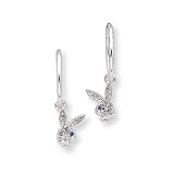 Clear and Blue Bunny Hoop Earrings