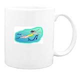 Mug with human, body, individuals, individual, dolphins, persons, yellow, humans, people, woman, person, suit