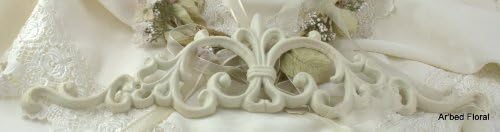 Cast Iron Fleur De Lis Picture Topper ~ Antique White 18