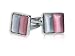Elegant Pink and Silver Square Cufflinks Framed in Silver with Presentation Box