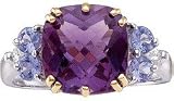 Amethyst,Tanzanite & Diamond Gemstone Ring