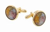 Gold plated world view or globe cufflinks with presentation box. Made in the U.S.A