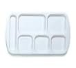 Food Service Rectangular Compartment School Lunch Tray, 6 Compartment, Left-Handed, White