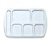 Food Service Rectangular Compartment Lunch Tray, 6 Compartment, Left-Handed, White