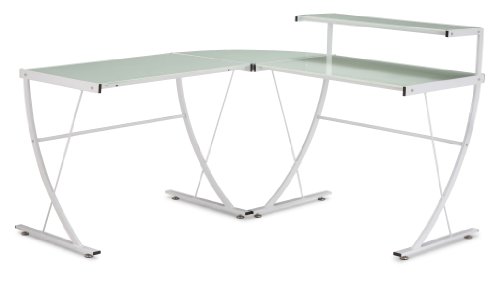Zuo White Frosted Glass Steel Fighter Desk