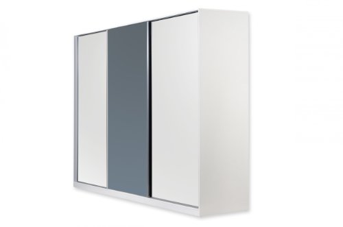 Miraseo MYHKSSET86 Tatjana Kleiderschrank, hochwertiger Schlafzimmerschrank aus Holz, Korpus MDF in Farbe Weiß Hochglanz, schönes Design, viel Platz und hoher Komfort für Ihr neues Schlafzimmer mit den Maßen 210x300x64 cm