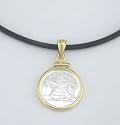 Sterling Silver and Yellow Gold Angel Coin Pendant