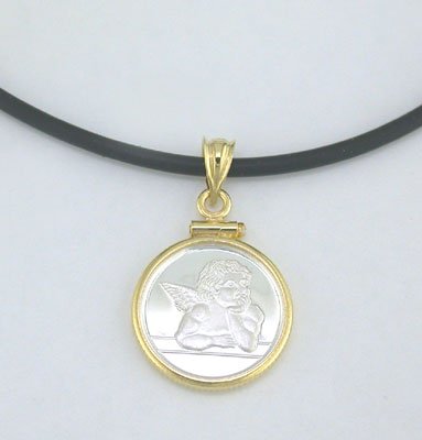 Sterling Silver and Yellow Gold Angel Coin Pendant
